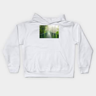 Suspension bridge in rainforest Kids Hoodie